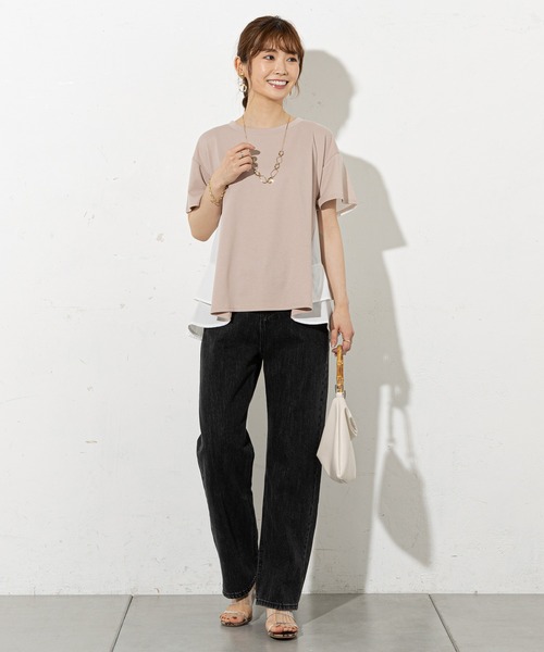 prose verse(プロズヴェール)の「バックフリル切替Tシャツ(Tシャツ/カットソー・レディース・ブラック/オフホワイト/ミント/ピンクベージュ・フリ-)」の6枚目の写真