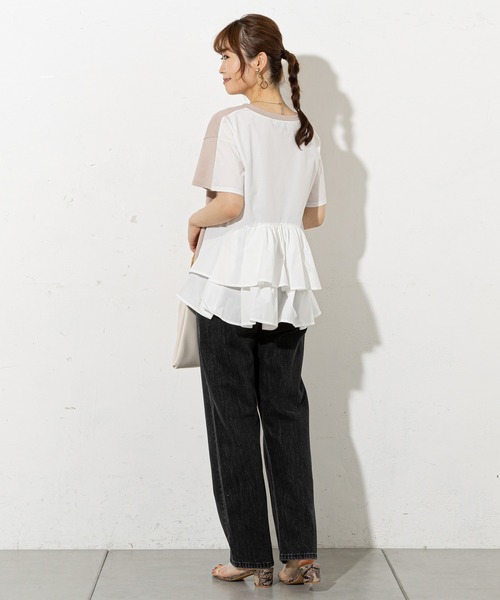 prose verse(プロズヴェール)の「バックフリル切替Tシャツ(Tシャツ/カットソー・レディース・ブラック/オフホワイト/ミント/ピンクベージュ・フリ-)」の10枚目の写真