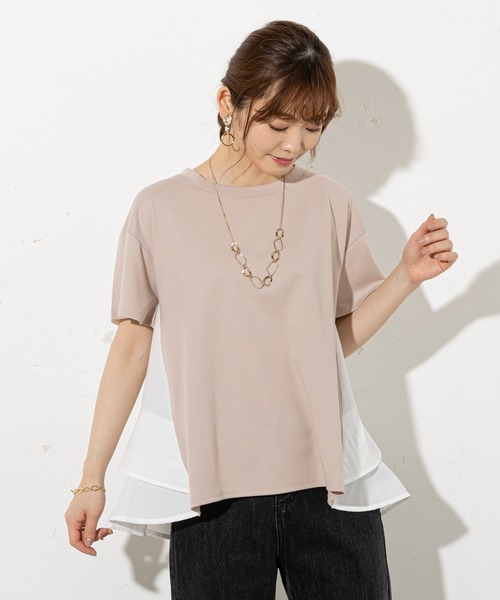 prose verse(プロズヴェール)の「バックフリル切替Tシャツ(Tシャツ/カットソー・レディース・ブラック/オフホワイト/ミント/ピンクベージュ・フリ-)」の13枚目の写真