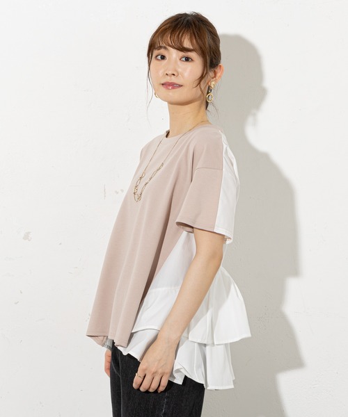 prose verse(プロズヴェール)の「バックフリル切替Tシャツ(Tシャツ/カットソー・レディース・ブラック/オフホワイト/ミント/ピンクベージュ・フリ-)」の15枚目の写真