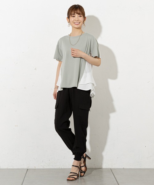 prose verse(プロズヴェール)の「バックフリル切替Tシャツ(Tシャツ/カットソー・レディース・ブラック/オフホワイト/ミント/ピンクベージュ・フリ-)」の19枚目の写真