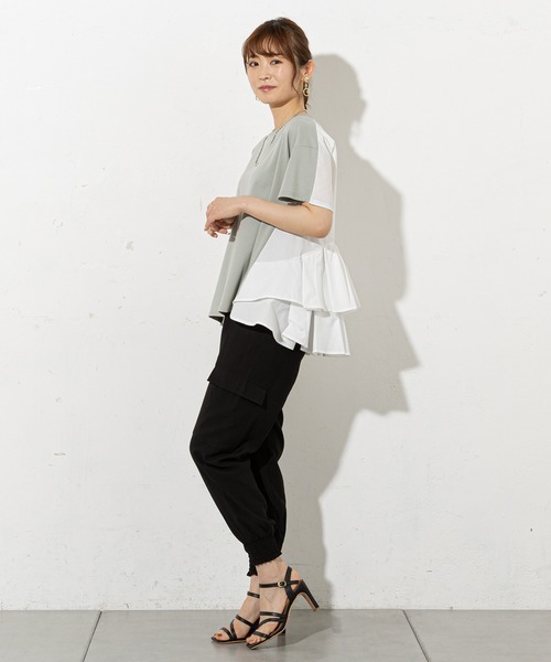 prose verse(プロズヴェール)の「バックフリル切替Tシャツ(Tシャツ/カットソー・レディース・ブラック/オフホワイト/ミント/ピンクベージュ・フリ-)」の21枚目の写真