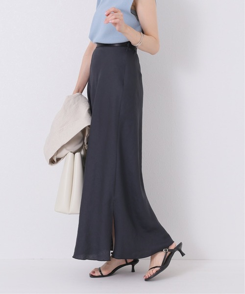 Simplicite（サンプリシテ）の「トリアセツイル ストレートスカート◆（スカート・レディース・チャコールグレー/カーキ/パープル・FREE）」の2枚目の写真