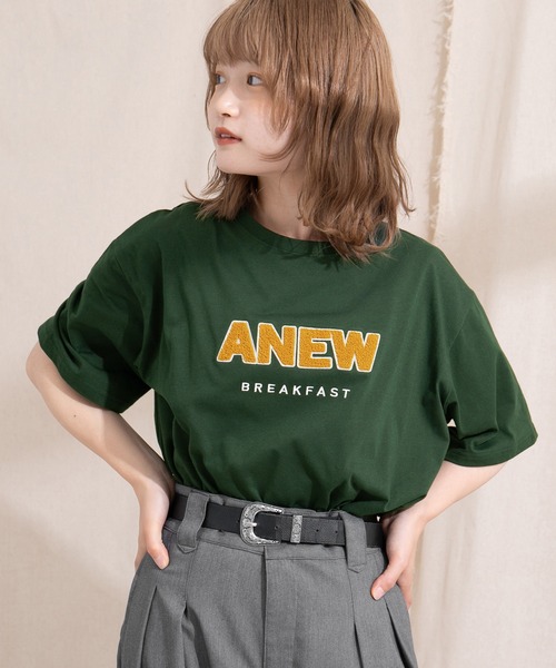 kutir（クティール）の「アソートプリントカレッジTシャツ（Tシャツ/カットソー・レディース・ホワイト系その他/グリーン/マスタード/オフホワイト/パープル/キャメル・FREE）」の19枚目の写真