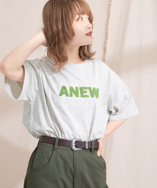 kutir（クティール）の「アソートプリントカレッジTシャツ（Tシャツ/カットソー・レディース・ホワイト系その他/グリーン/マスタード/オフホワイト/パープル/キャメル・FREE）」の7枚目の写真