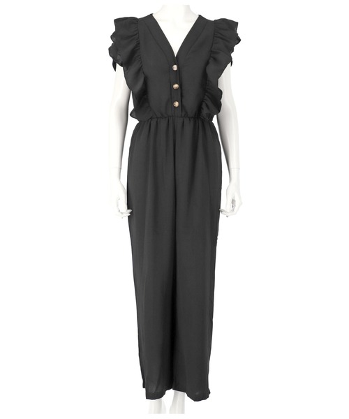 CHILLE（チル）の「フリルポイントオールインワン（サロペット/オーバーオール・レディース・ブラック/ベージュ/ブルー・FREE）」の7枚目の写真