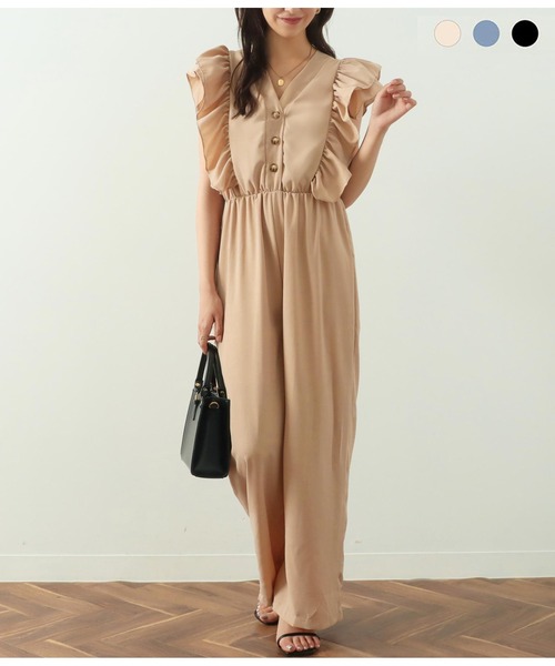 CHILLE（チル）の「フリルポイントオールインワン（サロペット/オーバーオール・レディース・ブラック/ベージュ/ブルー・FREE）」の15枚目の写真