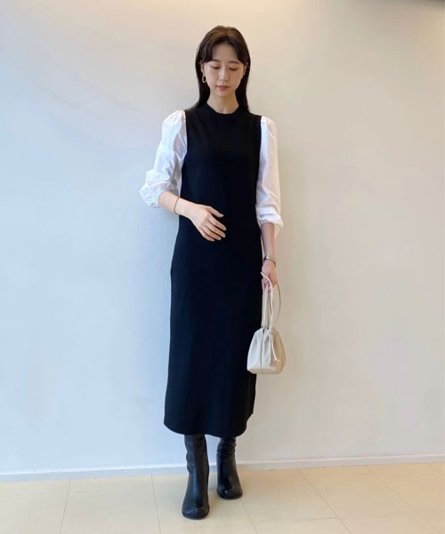 Mila Owen（ミラオーウェン）の「布帛スリーブドッキングデザインワンピース（ワンピース・レディース・ブラック/ネイビー/オリーブ/ベージュ・1/0）」の18枚目の写真