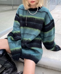 WHO'S WHO gallery | 【KOOKY'N/クーキー】アルパカ混ボーダーモヘアライククルーニット(ニット/セーター)