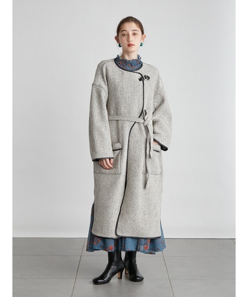 LILY BROWN（リリーブラウン）の「合皮パイピングコート（ノーカラーコート・レディース・ブラック/ベージュ・FREE）」の9枚目の写真