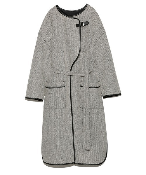 LILY BROWN（リリーブラウン）の「合皮パイピングコート（ノーカラーコート・レディース・ブラック/ベージュ・FREE）」の13枚目の写真