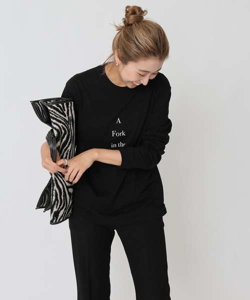 POET MEETS DUBWISE（ポエットミーツダブワイズ）の「POET MEETS DUBWISE A FORK LONG Tシャツ◆（Tシャツ/カットソー・レディース・ホワイト/ブラック・FREE）」の2枚目の写真