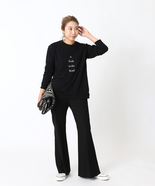 POET MEETS DUBWISE（ポエットミーツダブワイズ）の「POET MEETS DUBWISE A FORK LONG Tシャツ◆（Tシャツ/カットソー・レディース・ホワイト/ブラック・FREE）」の3枚目の写真