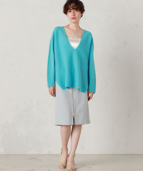 NOLLEY’S（ノーリーズ）の「◇【WEB限定カラーあり】CHESS 深Vプルオーバーニット（ニット/セーター・レディース・ベビーピンク/ベージュ/グリーン/オリーブ/ミント/ブルー/イエロー・38）」の13枚目の写真