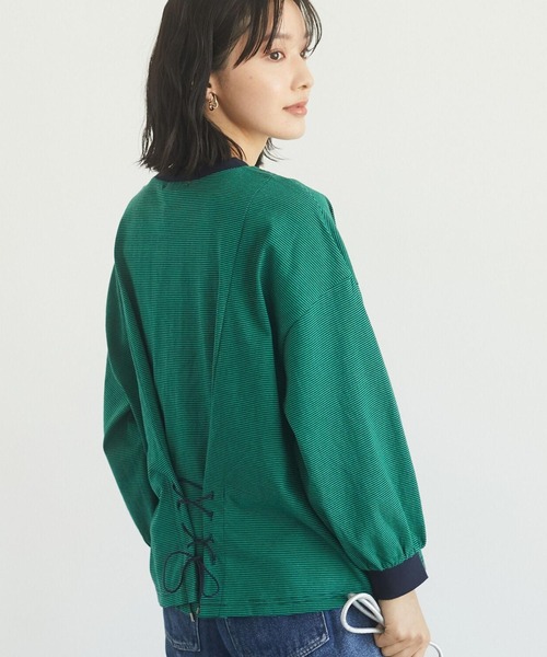 Green　Parks（グリーンパークス）の「バッククロスボーダープルオーバー＊（Tシャツ/カットソー・レディース・ブラウン/グリーン・FREE）」の2枚目の写真