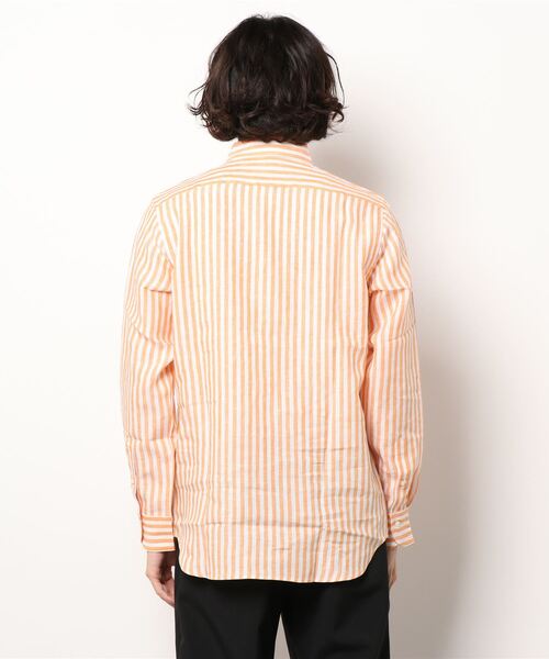 PAZZO（パッゾ）の「【PAZZO】 リネン ストライプ シャツ（シャツ/ブラウス・メンズ・グリーン系/オレンジ系・46/48/50）」の3枚目の写真