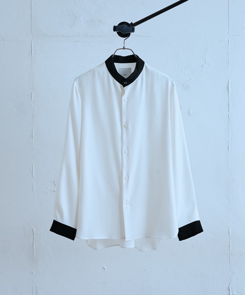 Lui's（ルイス）の「配色スタンドシャツ（シャツ/ブラウス・メンズ・ホワイト/ブラック・MEDIUM/SMALL）」の2枚目の写真