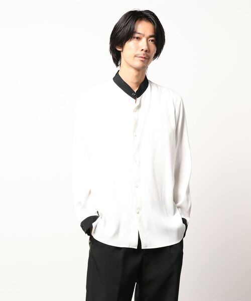 Lui's（ルイス）の「配色スタンドシャツ（シャツ/ブラウス・メンズ・ホワイト/ブラック・MEDIUM/SMALL）」の10枚目の写真