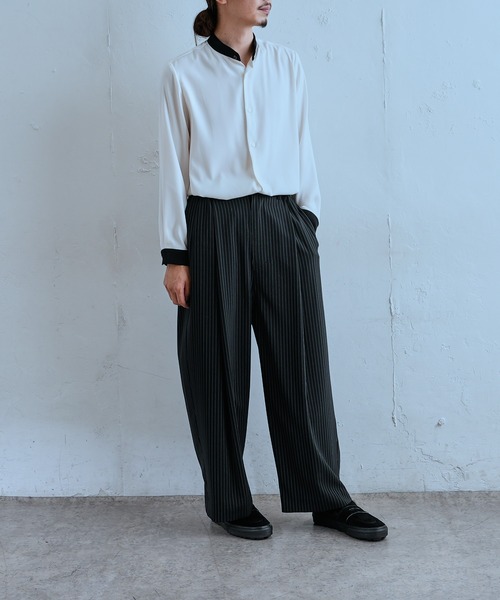 Lui's（ルイス）の「配色スタンドシャツ（シャツ/ブラウス・メンズ・ホワイト/ブラック・MEDIUM/SMALL）」の13枚目の写真