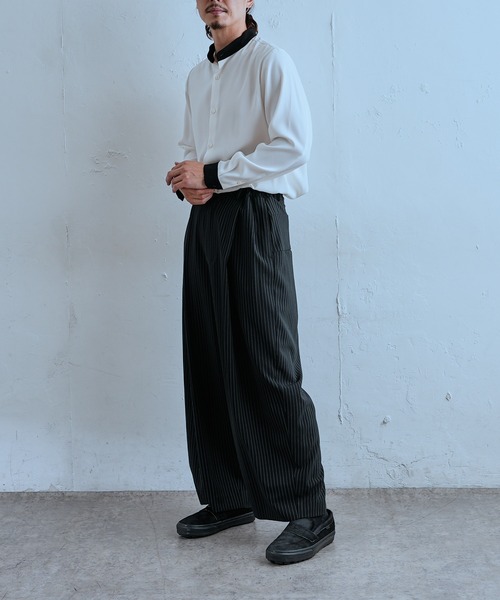 Lui's（ルイス）の「配色スタンドシャツ（シャツ/ブラウス・メンズ・ホワイト/ブラック・MEDIUM/SMALL）」の9枚目の写真