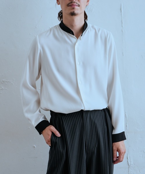 Lui's（ルイス）の「配色スタンドシャツ（シャツ/ブラウス・メンズ・ホワイト/ブラック・MEDIUM/SMALL）」の8枚目の写真