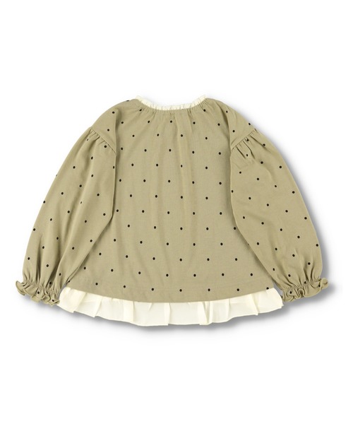 BRANSHES（ブランシェス）の「ドット柄×フリル長袖Tシャツ（Tシャツ/カットソー・キッズ・ピンク/ベージュ・100cm/90cm/130cm/110cm/120cm）」の11枚目の写真