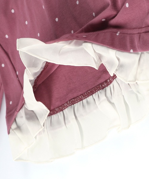 BRANSHES（ブランシェス）の「ドット柄×フリル長袖Tシャツ（Tシャツ/カットソー・キッズ・ピンク/ベージュ・100cm/90cm/130cm/110cm/120cm）」の4枚目の写真