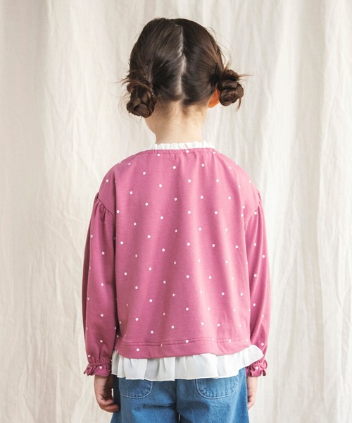 BRANSHES（ブランシェス）の「ドット柄×フリル長袖Tシャツ（Tシャツ/カットソー・キッズ・ピンク/ベージュ・100cm/90cm/130cm/110cm/120cm）」の15枚目の写真