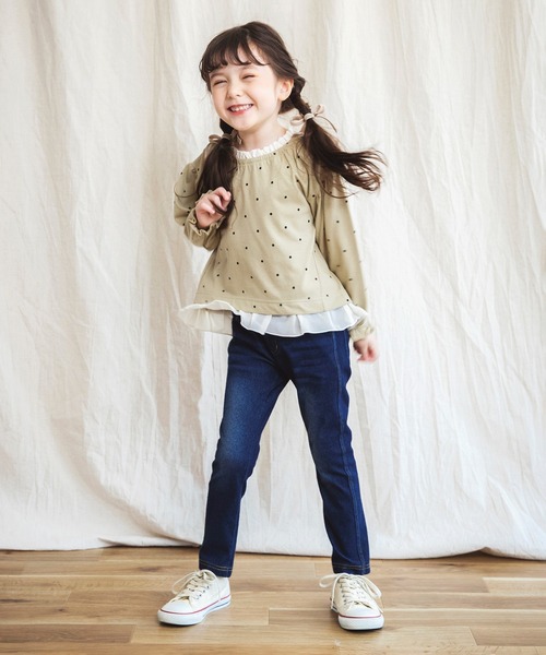 BRANSHES（ブランシェス）の「ドット柄×フリル長袖Tシャツ（Tシャツ/カットソー・キッズ・ピンク/ベージュ・100cm/90cm/130cm/110cm/120cm）」の22枚目の写真