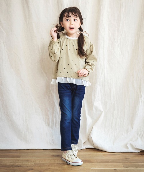 BRANSHES（ブランシェス）の「ドット柄×フリル長袖Tシャツ（Tシャツ/カットソー・キッズ・ピンク/ベージュ・100cm/90cm/130cm/110cm/120cm）」の16枚目の写真