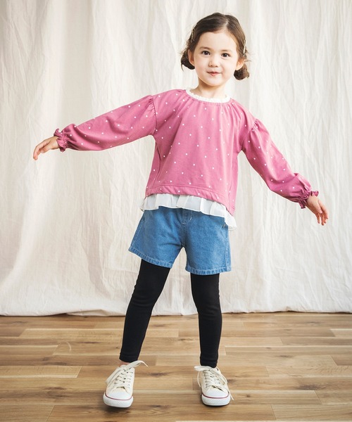 BRANSHES（ブランシェス）の「ドット柄×フリル長袖Tシャツ（Tシャツ/カットソー・キッズ・ピンク/ベージュ・100cm/90cm/130cm/110cm/120cm）」の17枚目の写真