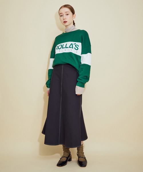 MADEMOISELLE ROPE'(マドモアゼル ロペ)の「<春まで使える>ステッチ加工アシンメトリーマーメイドスカート(スカート・レディース・ブラック/ダークブラウン・36/38)」の10枚目の写真