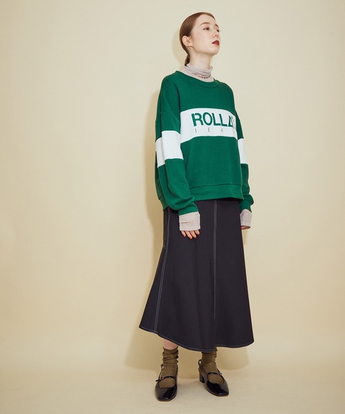 MADEMOISELLE ROPE'(マドモアゼル ロペ)の「<春まで使える>ステッチ加工アシンメトリーマーメイドスカート(スカート・レディース・ブラック/ダークブラウン・36/38)」の4枚目の写真