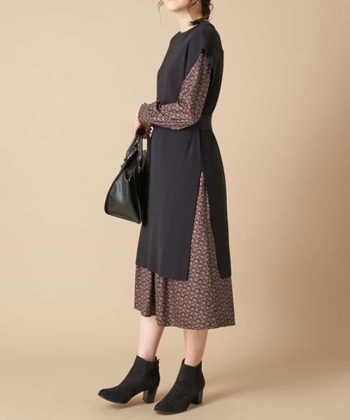 洗える ニットベスト 幾何プリントワンピース ワンピース Ofuon オフオン のワンピース Ofuon オフオン の