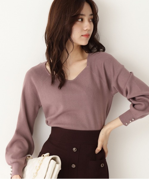 PROPORTION BODY DRESSING（プロポーションボディドレッシング）の「【美人百花11月号 掲載商品】デコルテハートボリュームスリーブ / 1211270005（ニット/セーター・レディース・ベージュ系その他/ブラウン系その他/ブラック/パープル系その他・MEDIUM/SMALL）」の3枚目の写真