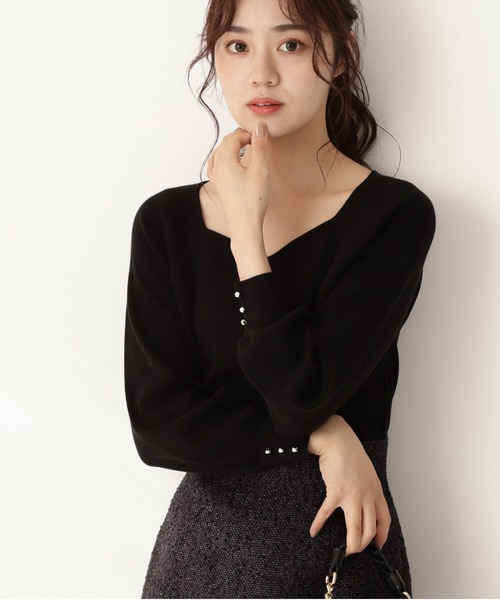 PROPORTION BODY DRESSING（プロポーションボディドレッシング）の「【美人百花11月号 掲載商品】デコルテハートボリュームスリーブ / 1211270005（ニット/セーター・レディース・ベージュ系その他/ブラウン系その他/ブラック/パープル系その他・MEDIUM/SMALL）」の2枚目の写真