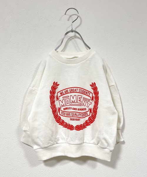 Life Support Products（ライフサポートプロダクツ）の「ボリュームスリーブカレッジプリントスウェット（80～150cm）（スウェット・キッズ・ホワイト/チャコール/ラベンダー/カーキ・80/90/95/100/110/120/130/140/150）」の2枚目の写真