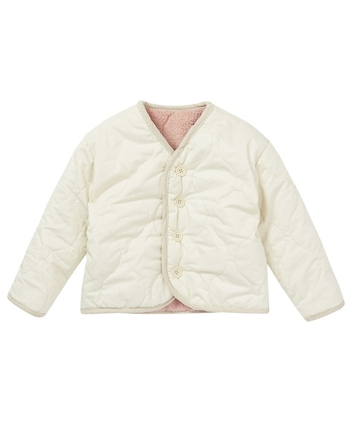 D.fesense（ディーフェセンス）の「リバーシブルボアジャケット（その他アウター・キッズ・ブラック/ピンクベージュ/チャコール・90cm/110cm/100cm/80ｃｍ）」の3枚目の写真