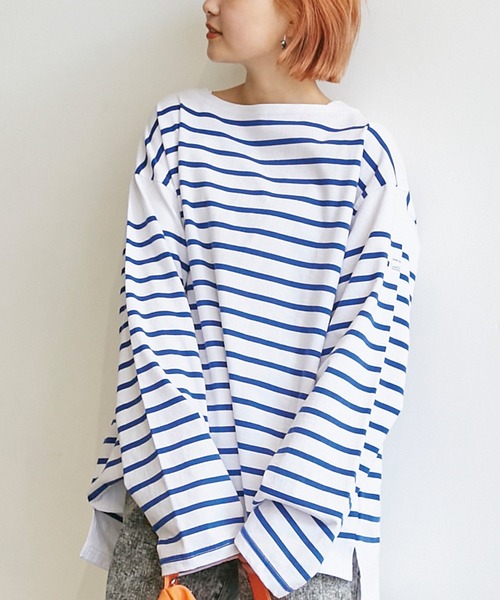 MONT KEMMEL(モンケメル)の「【再入荷】MONT KEMMEL/ボーダーロングスリーブT(Tシャツ/カットソー・レディース・ホワイト/チャコールグレー/ベージュ/ネイビー/ブルー/ブルー系その他/ブラック/オレンジ/ターコイズブルー・40/38/42/36)」の7枚目の写真