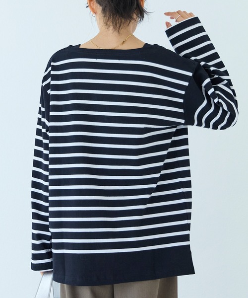 MONT KEMMEL(モンケメル)の「【再入荷】MONT KEMMEL/ボーダーロングスリーブT(Tシャツ/カットソー・レディース・ホワイト/チャコールグレー/ベージュ/ネイビー/ブルー/ブルー系その他/ブラック/オレンジ/ターコイズブルー・40/38/42/36)」の18枚目の写真