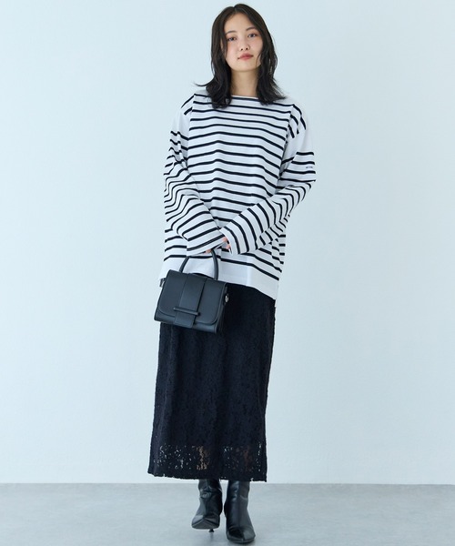 MONT KEMMEL(モンケメル)の「【再入荷】MONT KEMMEL/ボーダーロングスリーブT(Tシャツ/カットソー・レディース・ホワイト/チャコールグレー/ベージュ/ネイビー/ブルー/ブルー系その他/ブラック/オレンジ/ターコイズブルー・40/38/42/36)」の10枚目の写真