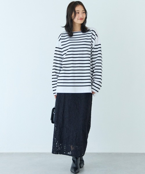 MONT KEMMEL(モンケメル)の「【再入荷】MONT KEMMEL/ボーダーロングスリーブT(Tシャツ/カットソー・レディース・ホワイト/チャコールグレー/ベージュ/ネイビー/ブルー/ブルー系その他/ブラック/オレンジ/ターコイズブルー・40/38/42/36)」の11枚目の写真