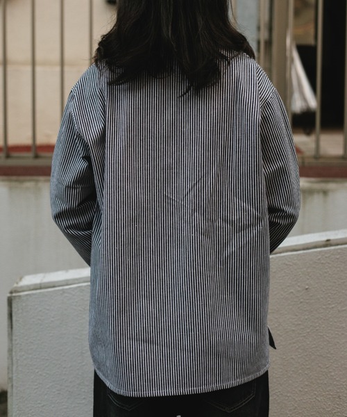 BROKEN BASE（ブロークンベース）の「ハーフジップストライプPOシャツ（シャツ/ブラウス・メンズ・ブラック系その他/ブルー系その他・MEDIUM/LARGE）」の5枚目の写真