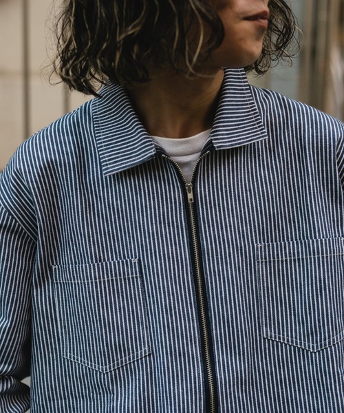 BROKEN BASE（ブロークンベース）の「ハーフジップストライプPOシャツ（シャツ/ブラウス・メンズ・ブラック系その他/ブルー系その他・MEDIUM/LARGE）」の6枚目の写真