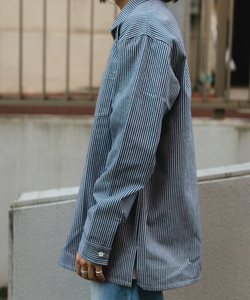 BROKEN BASE（ブロークンベース）の「ハーフジップストライプPOシャツ（シャツ/ブラウス・メンズ・ブラック系その他/ブルー系その他・MEDIUM/LARGE）」の7枚目の写真