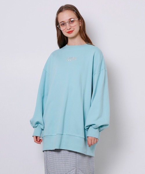 Seemi. byNICECLAUP（ シーミーバイナイスクラップ）の「Seemi.ビックスウェット（Tシャツ/カットソー・レディース・グレー/ミント/オートミール・FREE）」の3枚目の写真