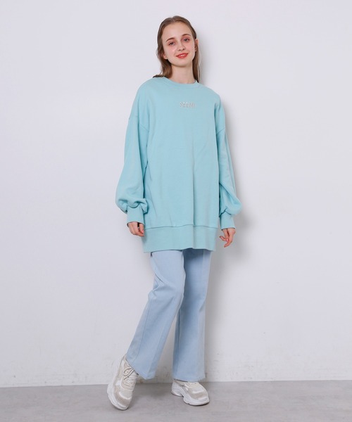 Seemi. byNICECLAUP（ シーミーバイナイスクラップ）の「Seemi.ビックスウェット（Tシャツ/カットソー・レディース・グレー/ミント/オートミール・FREE）」の10枚目の写真