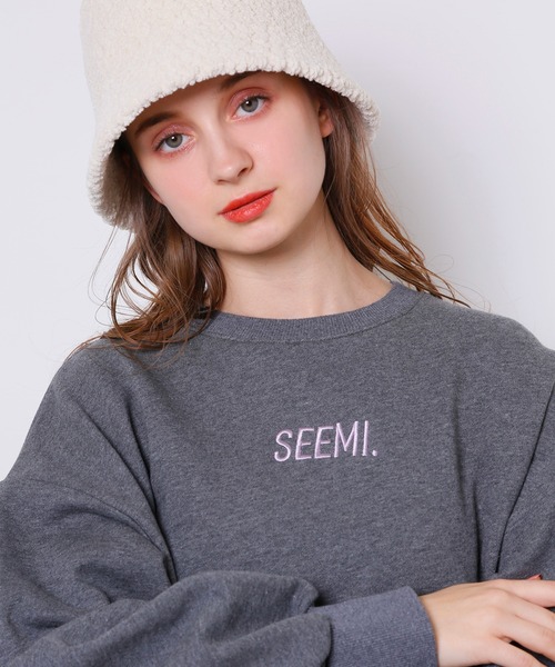 Seemi. byNICECLAUP（ シーミーバイナイスクラップ）の「Seemi.ビックスウェット（Tシャツ/カットソー・レディース・グレー/ミント/オートミール・FREE）」の4枚目の写真