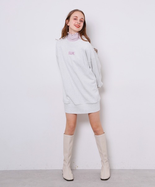 Seemi. byNICECLAUP（ シーミーバイナイスクラップ）の「Seemi.ビックスウェット（Tシャツ/カットソー・レディース・グレー/ミント/オートミール・FREE）」の6枚目の写真