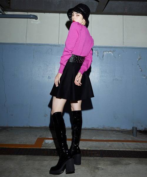 Narcissus(ナルシス)の「【Narcissus】パフシンプルニット(ニット/セーター・レディース・ブラック/ピンク・FREE)」の3枚目の写真